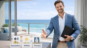 Francisco Lucena Imóveis explica quais detalhes definem conforto e privacidade em apartamento com vista.