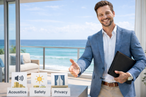 Francisco Lucena Imóveis explica quais detalhes definem conforto e privacidade em apartamento com vista.