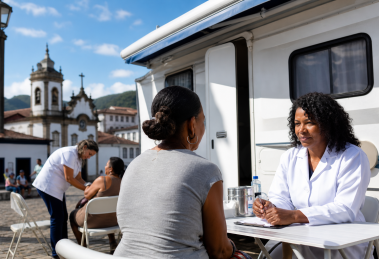 Unidade móvel de saúde realiza atendimento especializado em Ouro Preto, Minas Gerais