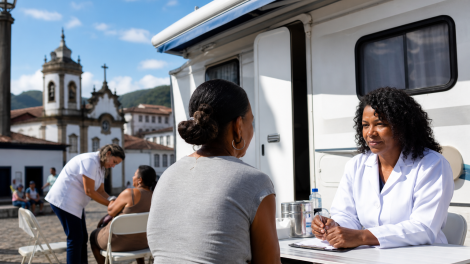 Unidade móvel de saúde realiza atendimento especializado em Ouro Preto, Minas Gerais